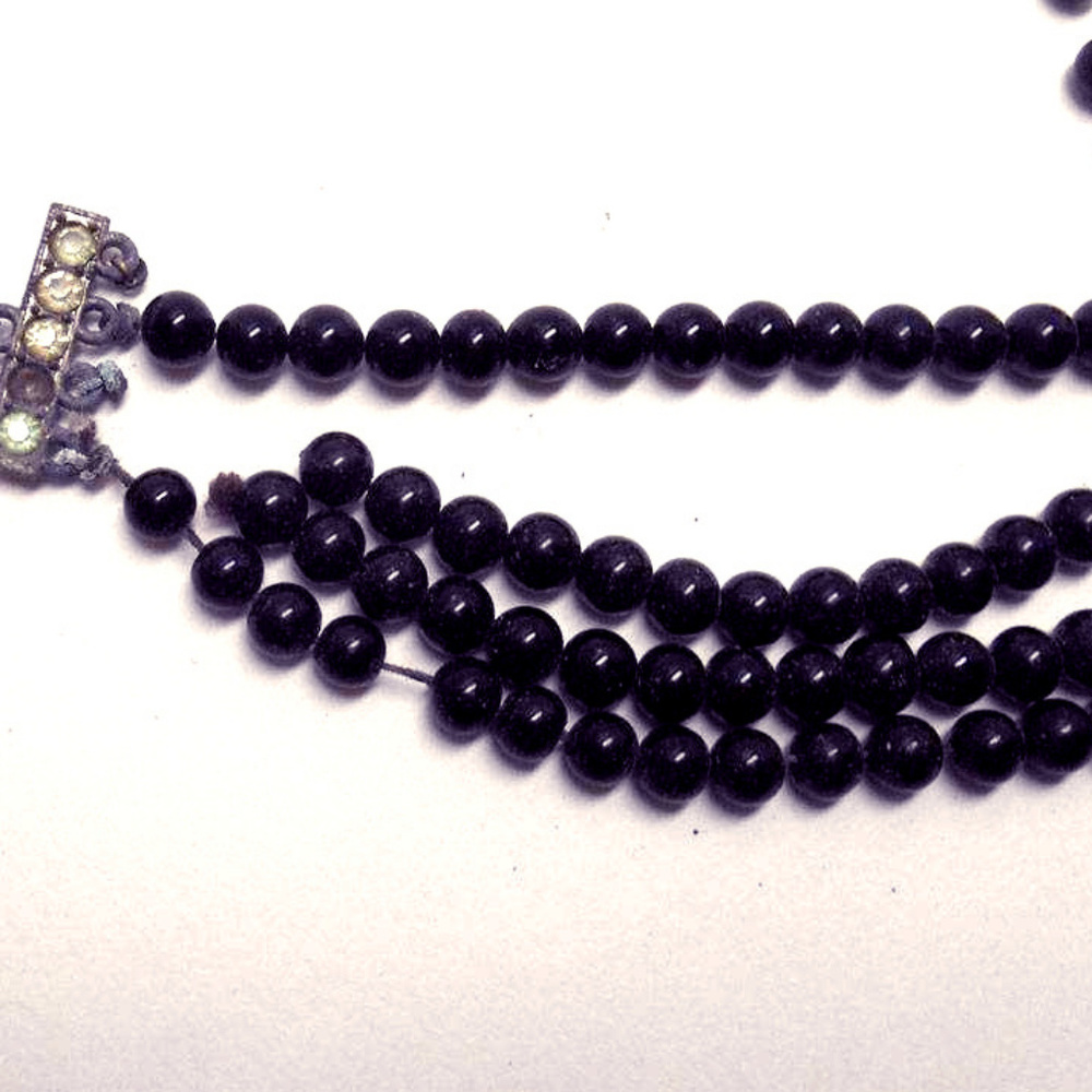 Art Deco Glass Beaded Choker Necklace Jewelry VTG